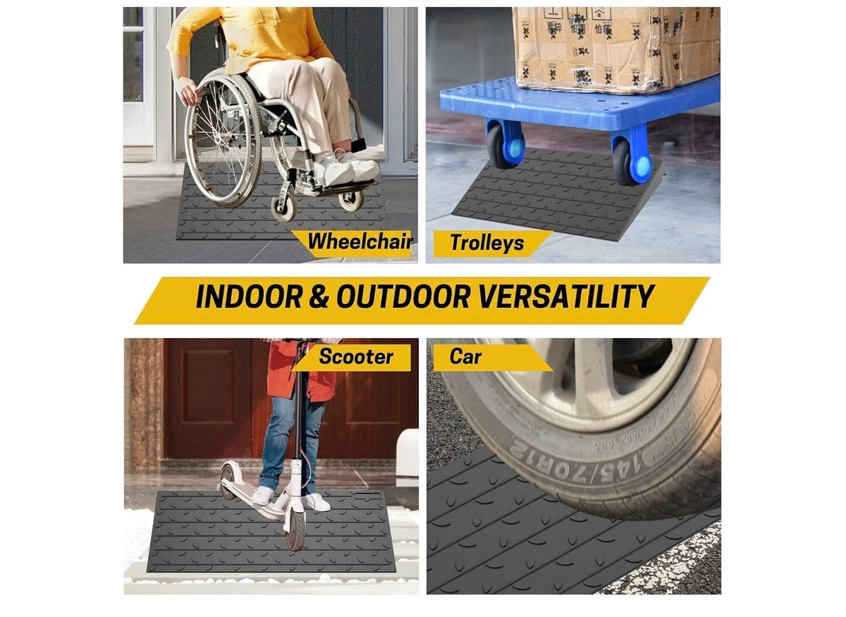Rubber threshold ramp for wheelchair trolley scooter and car