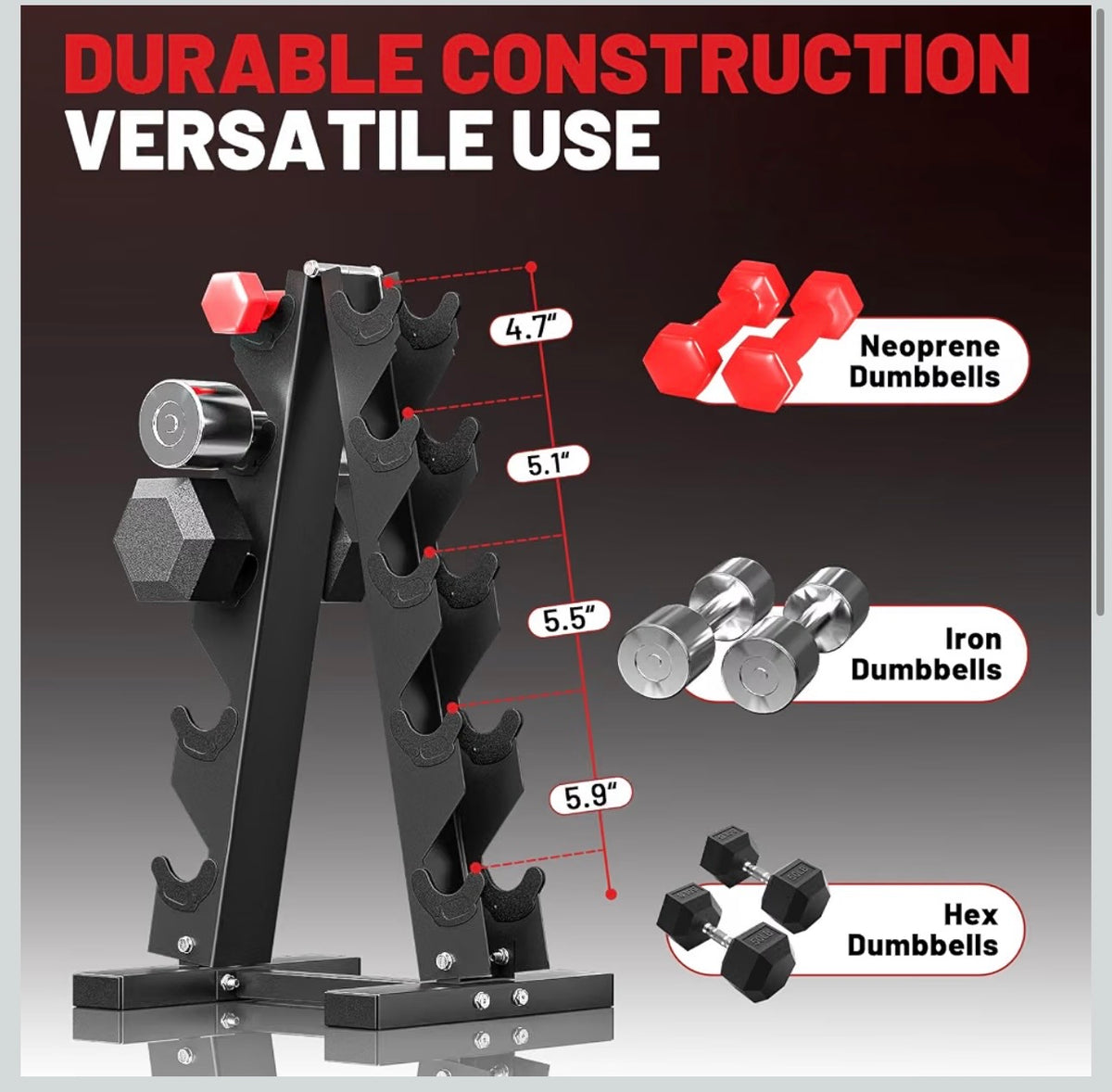 A-frame dumbbell rack durable construction