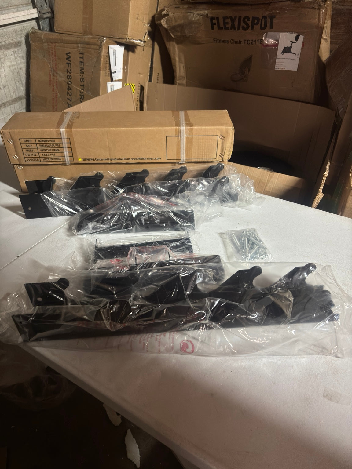 Dumbbell rack inspected parts