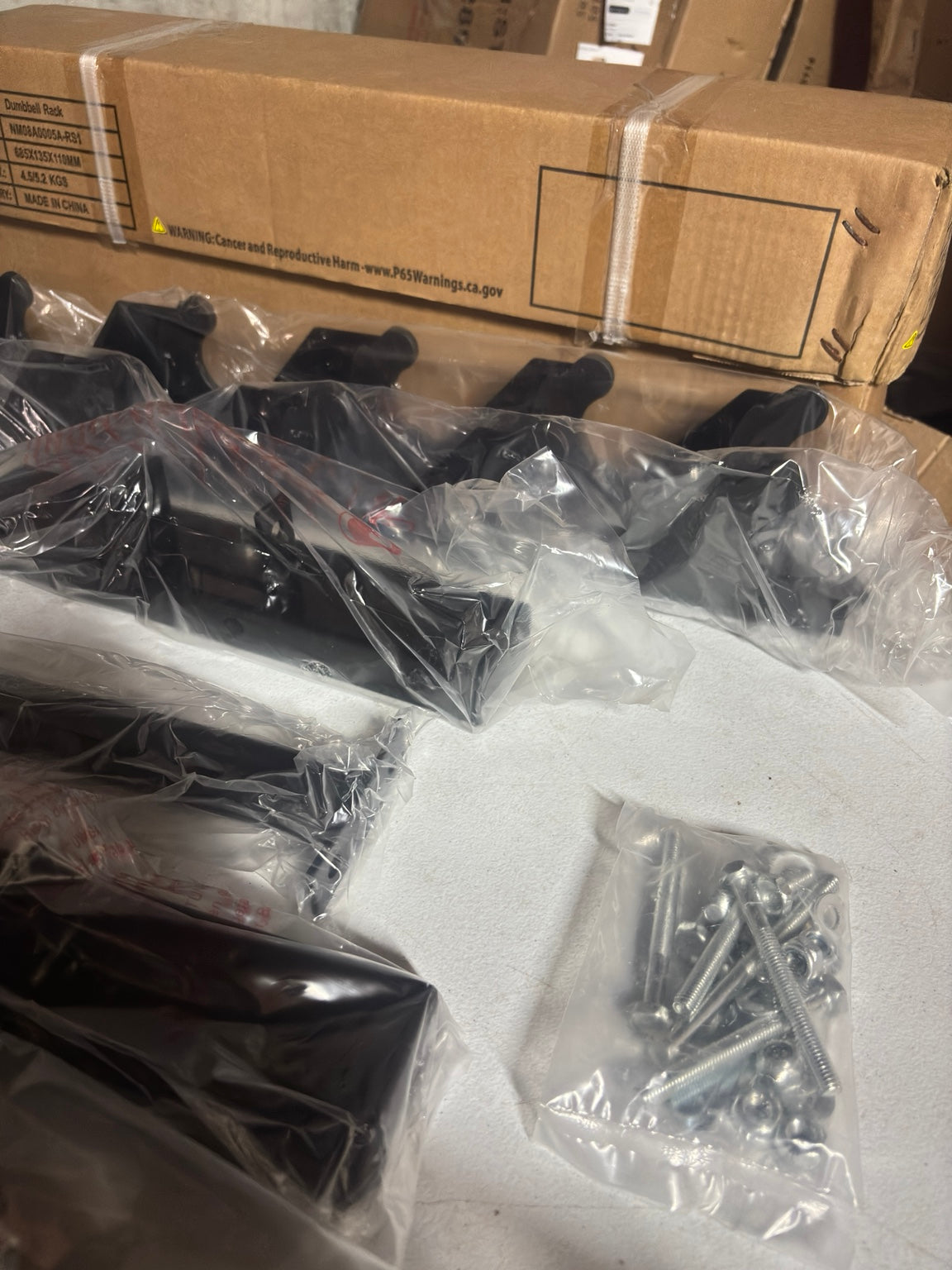 Dumbbell rack hardware and parts