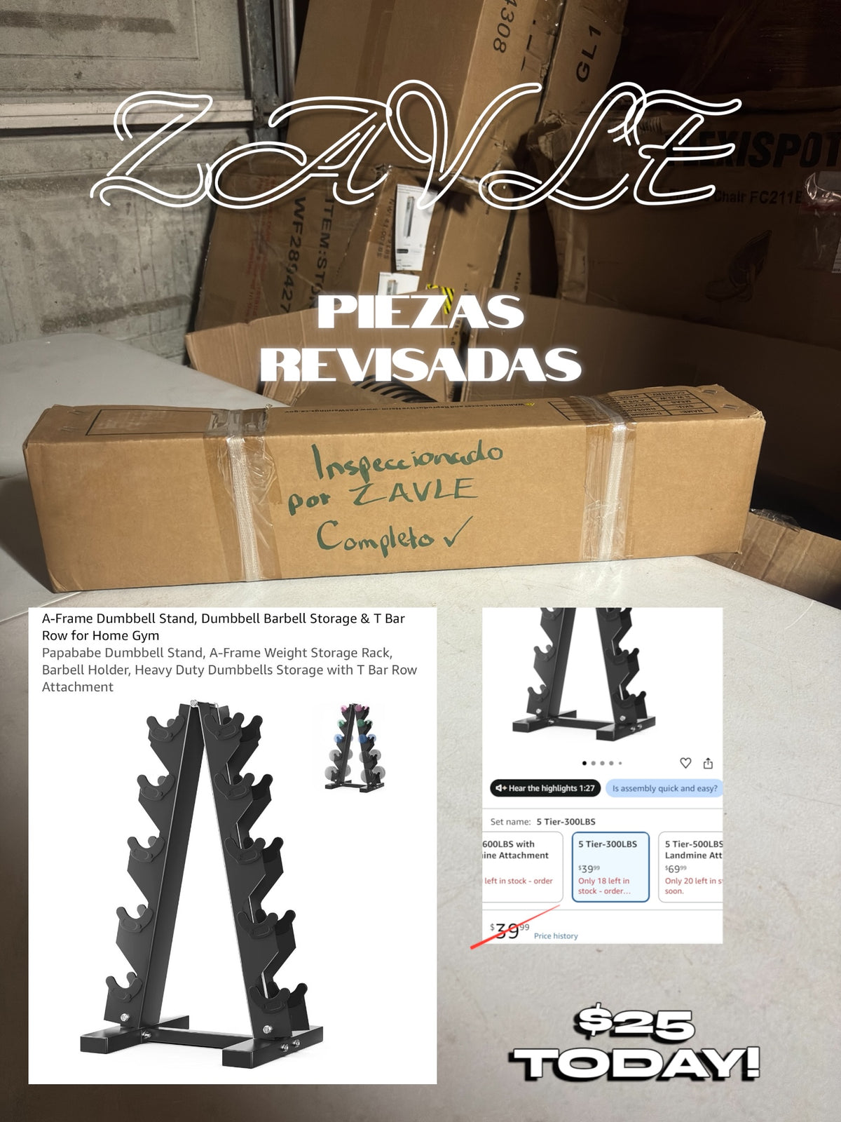 A-Frame Dumbbell Stand - ZAVLE $25