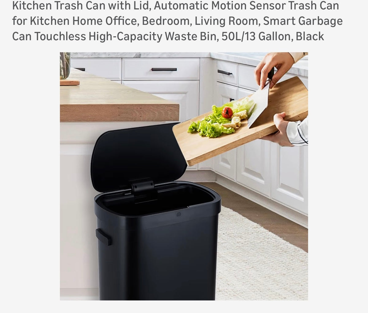 Bote de basura con tapa automática para cocina
