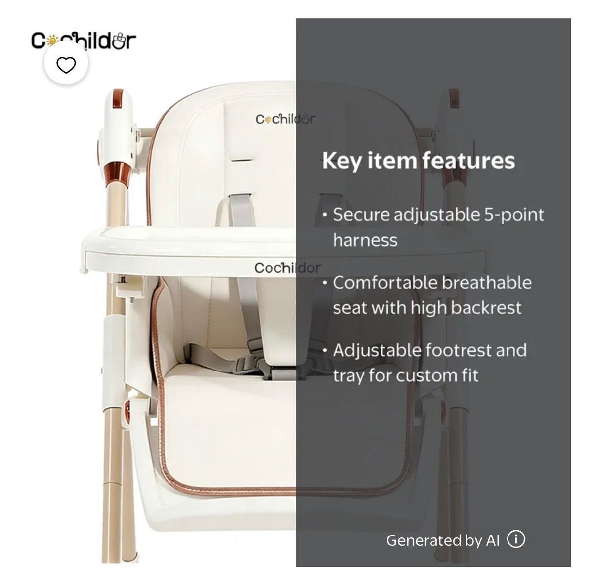 Cochildor high chair key features