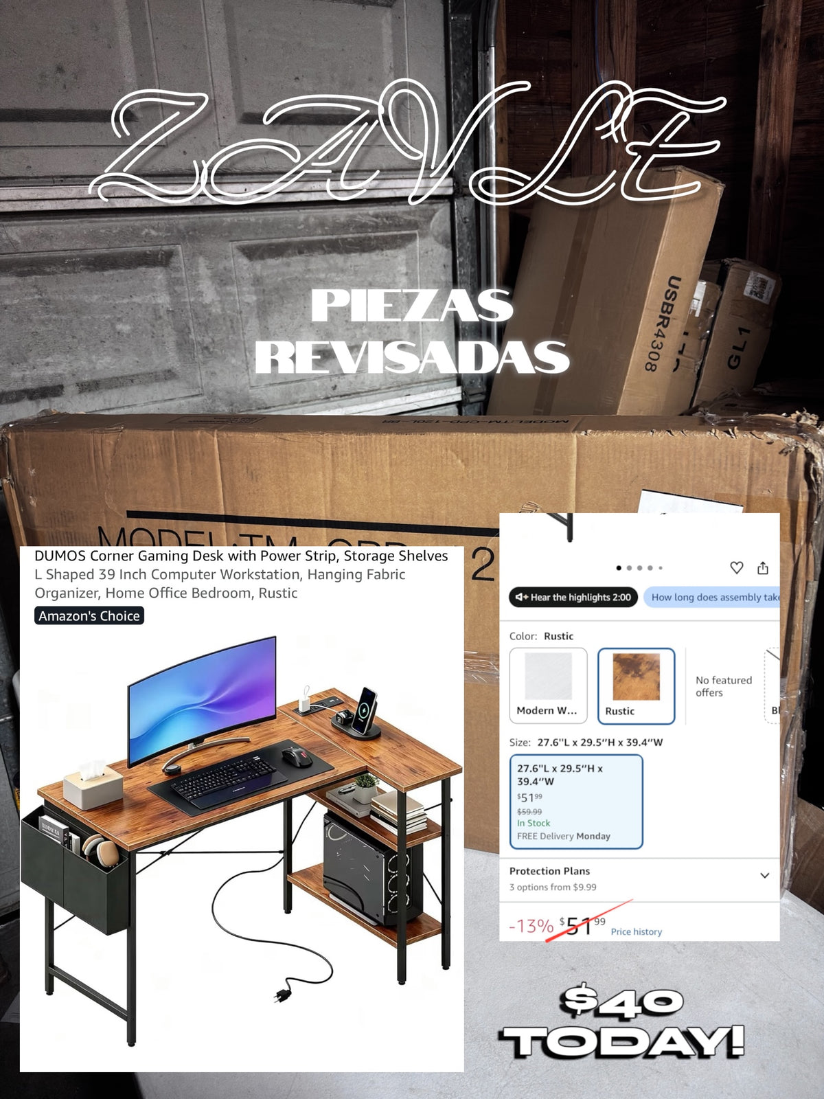 DUMOS corner gaming desk - ZAVLE $40