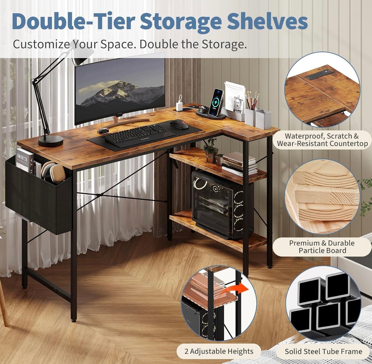 DUMOS desk double-tier storage shelves