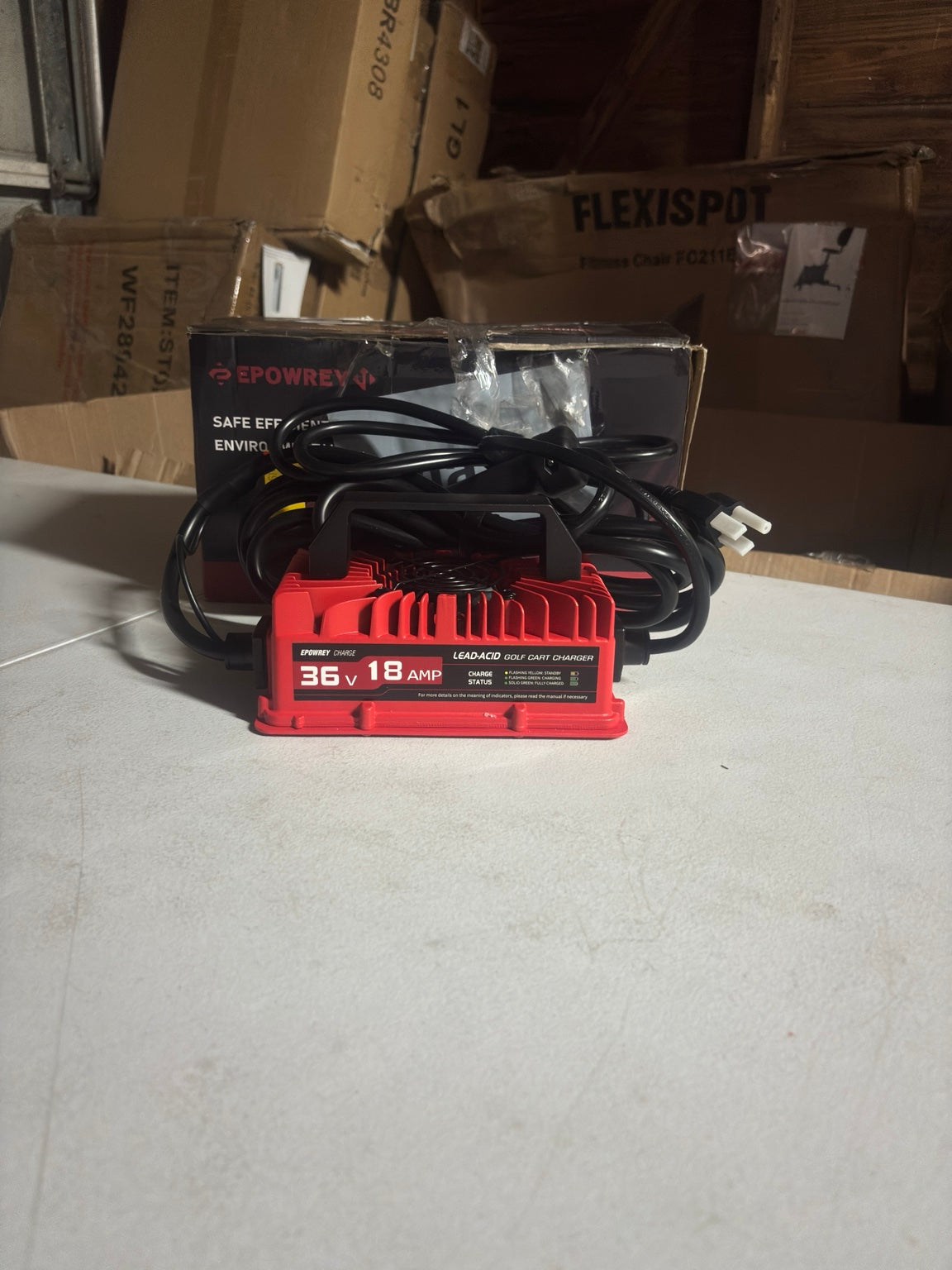 Actual EPOWREY 36V 18A golf cart charger inspected