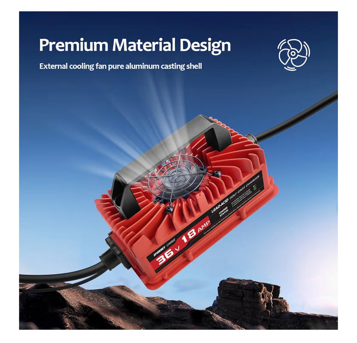 EPOWREY charger aluminum shell and cooling fan