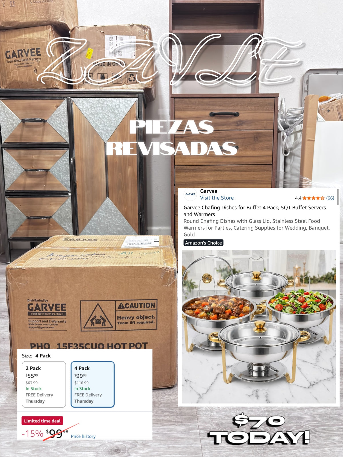 GARVEE 5QT chafing dishes 4 pack - ZAVLE $70