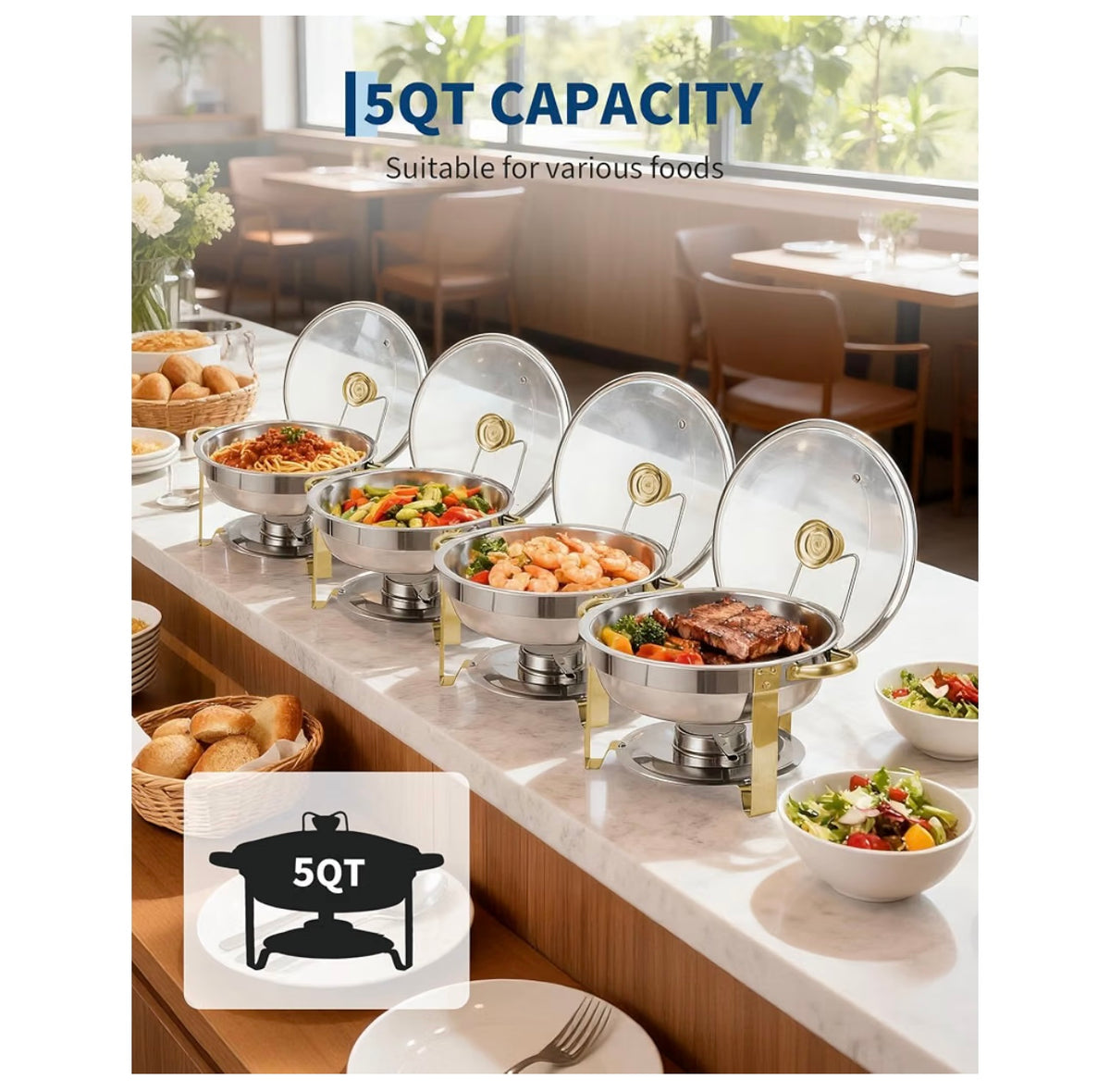GARVEE chafing dishes 5QT capacity 4 pack