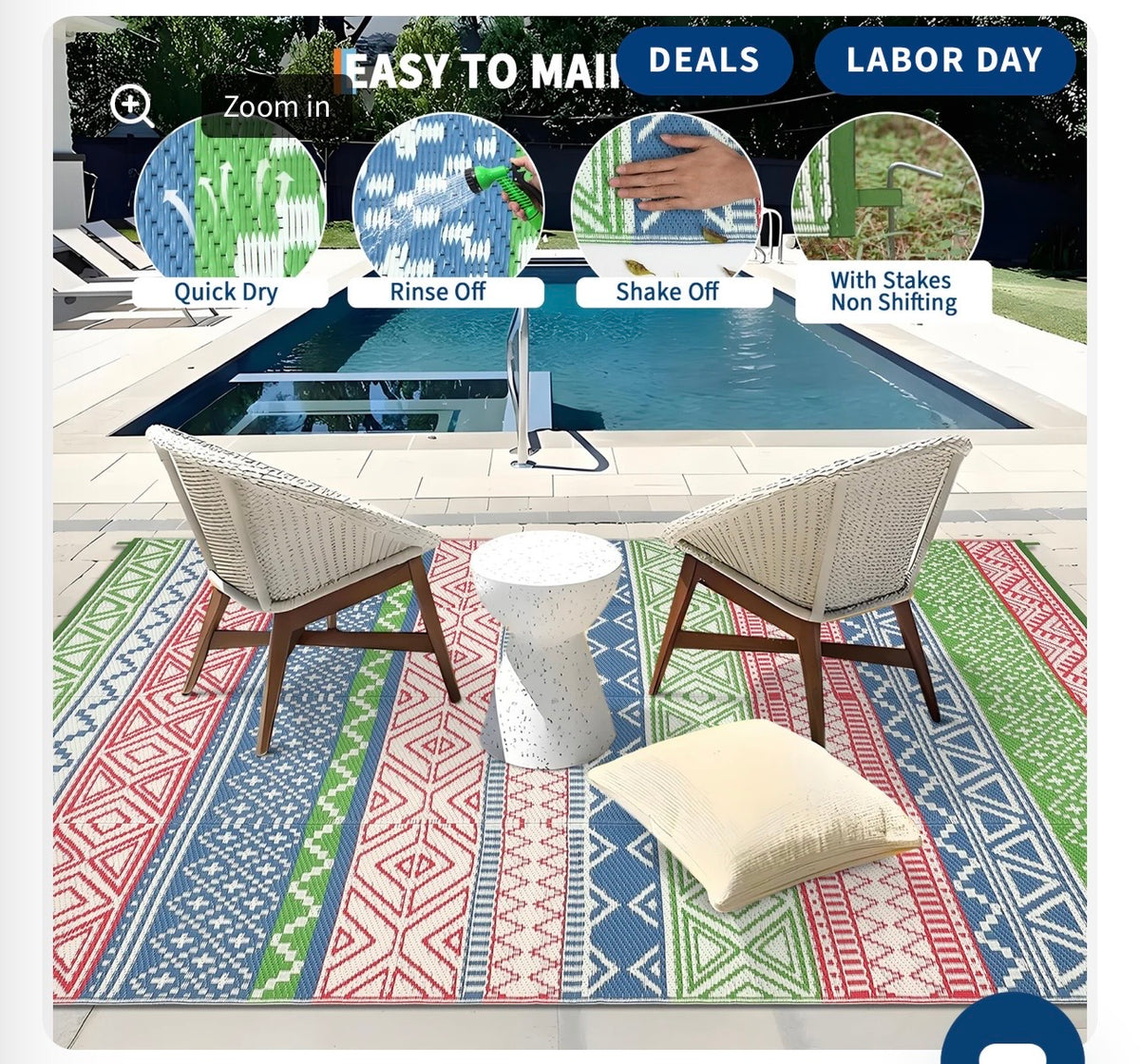 GARVEE outdoor rug easy to maintain