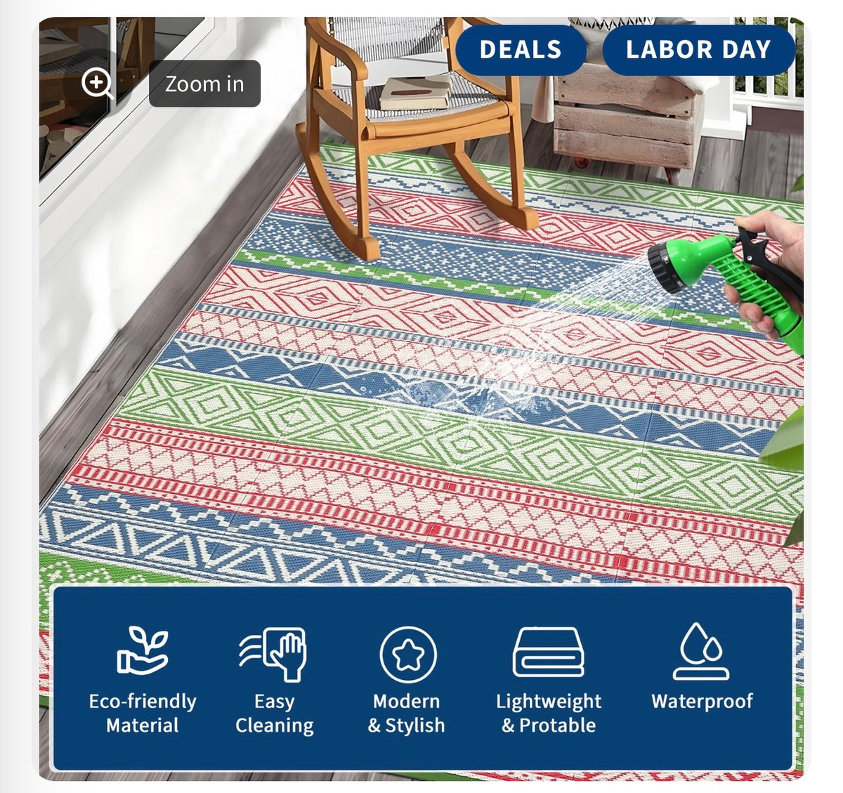 GARVEE outdoor rug waterproof easy cleaning