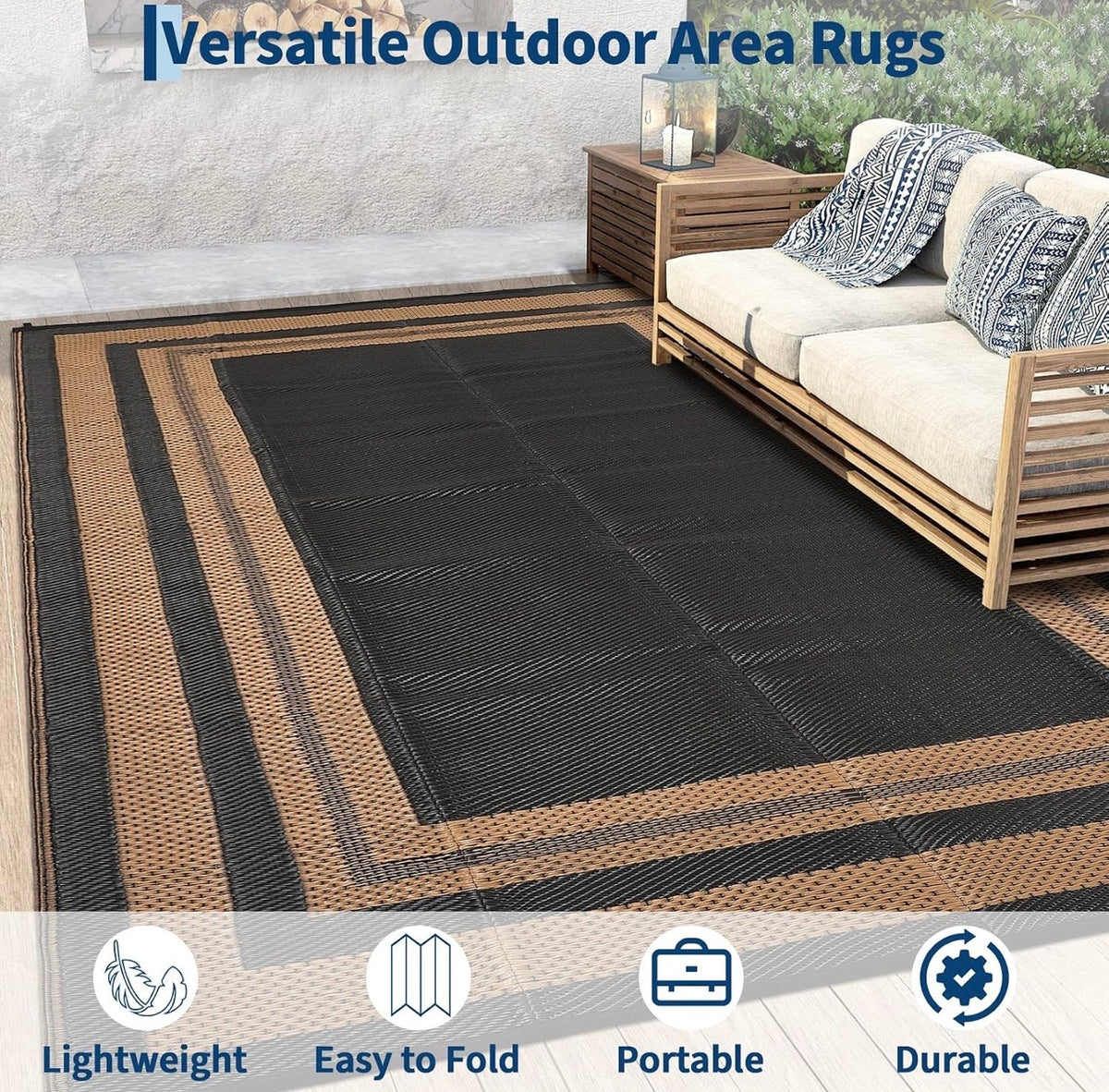 GARVEE 10x14 Panel Brown outdoor rug