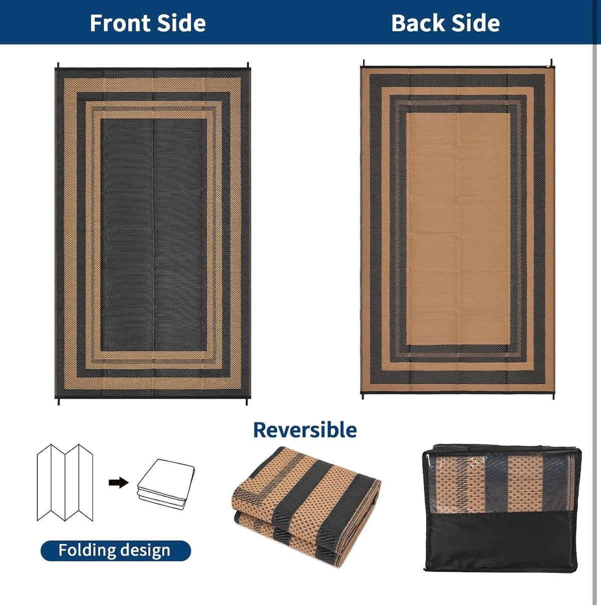 GARVEE reversible outdoor rug front and back