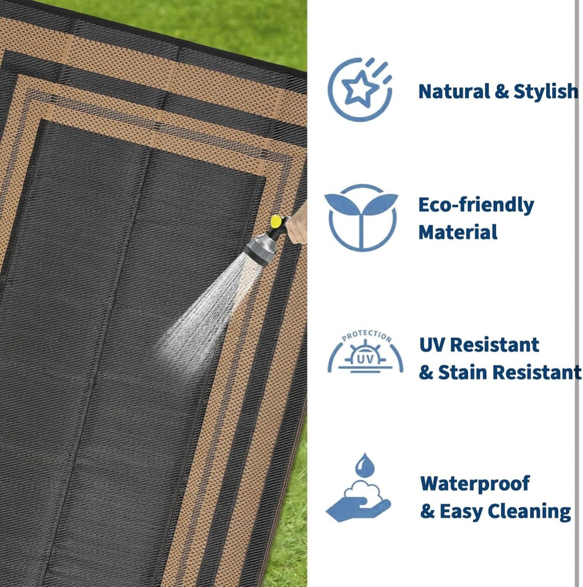 GARVEE Panel Brown outdoor rug waterproof and UV resistant