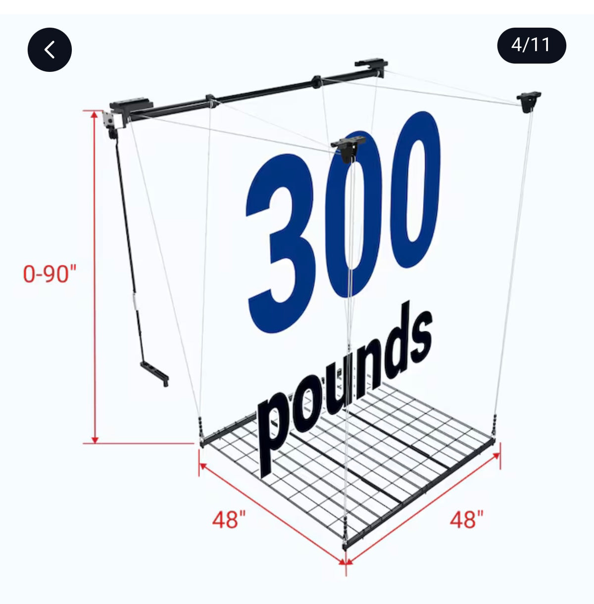 Dimensiones de rack 4x4 pies con capacidad de carga de 300 libras