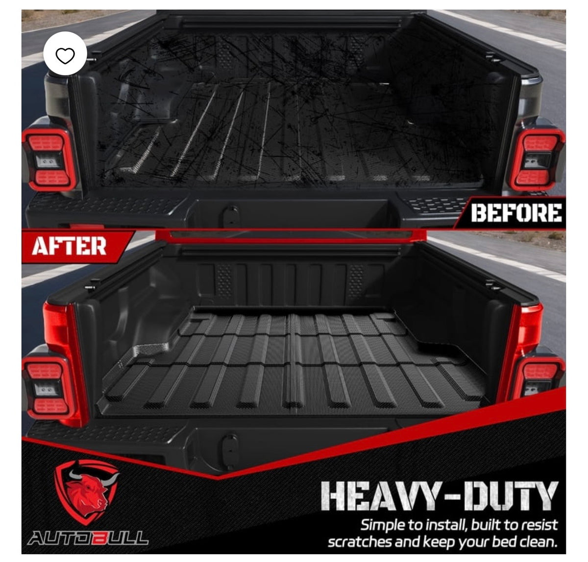 Heavy duty Jeep Gladiator bed mat before and after