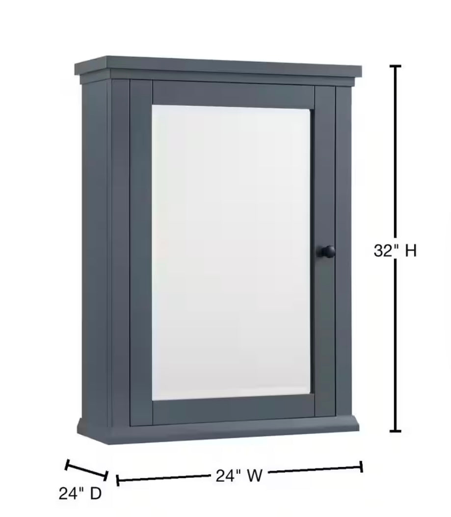 Merryfield gray medicine cabinet with mirror 24 x 32 inches