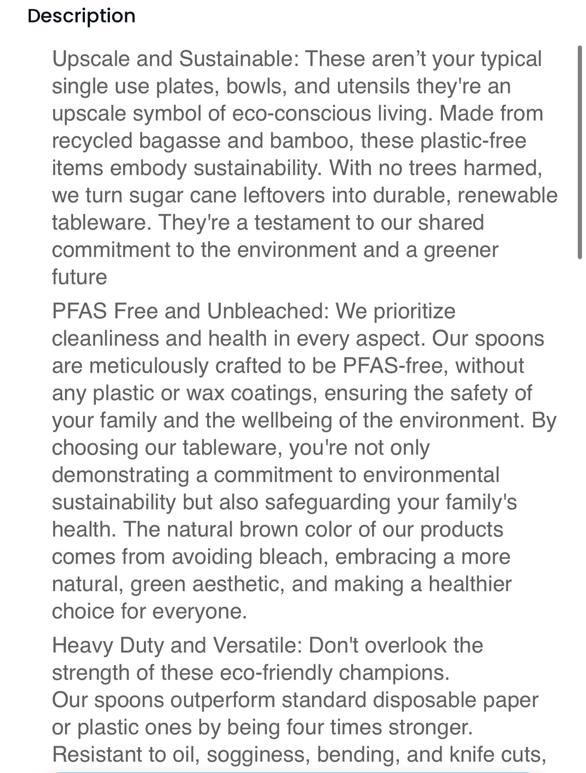 Pursuit compostable spoons product description