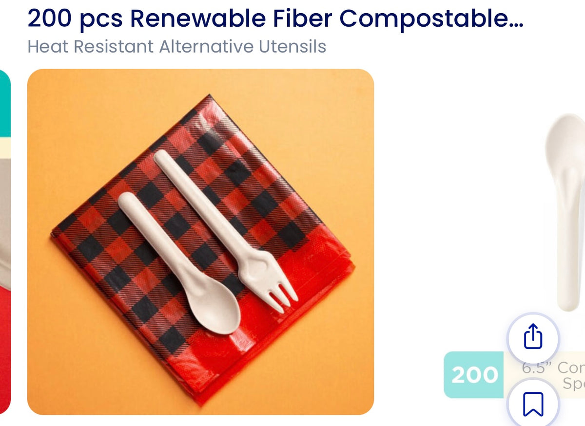 200 pcs renewable fiber compostable spoons