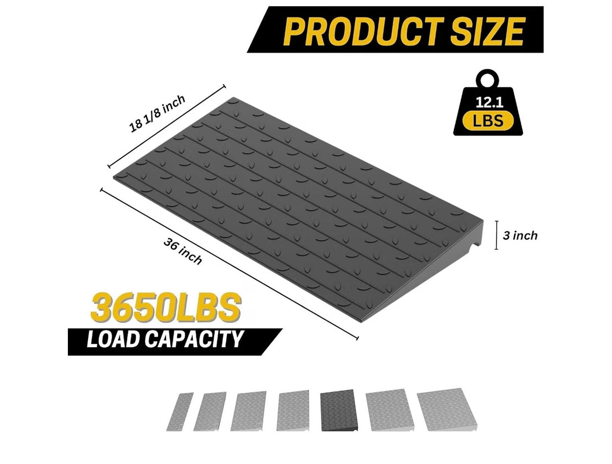 3 inch rubber threshold ramp dimensions and 3650 lb capacity