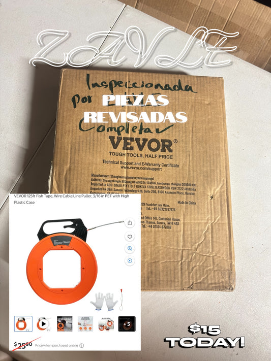 VEVOR 125ft Fish Tape Wire Cable Line Puller - ZAVLE $15
