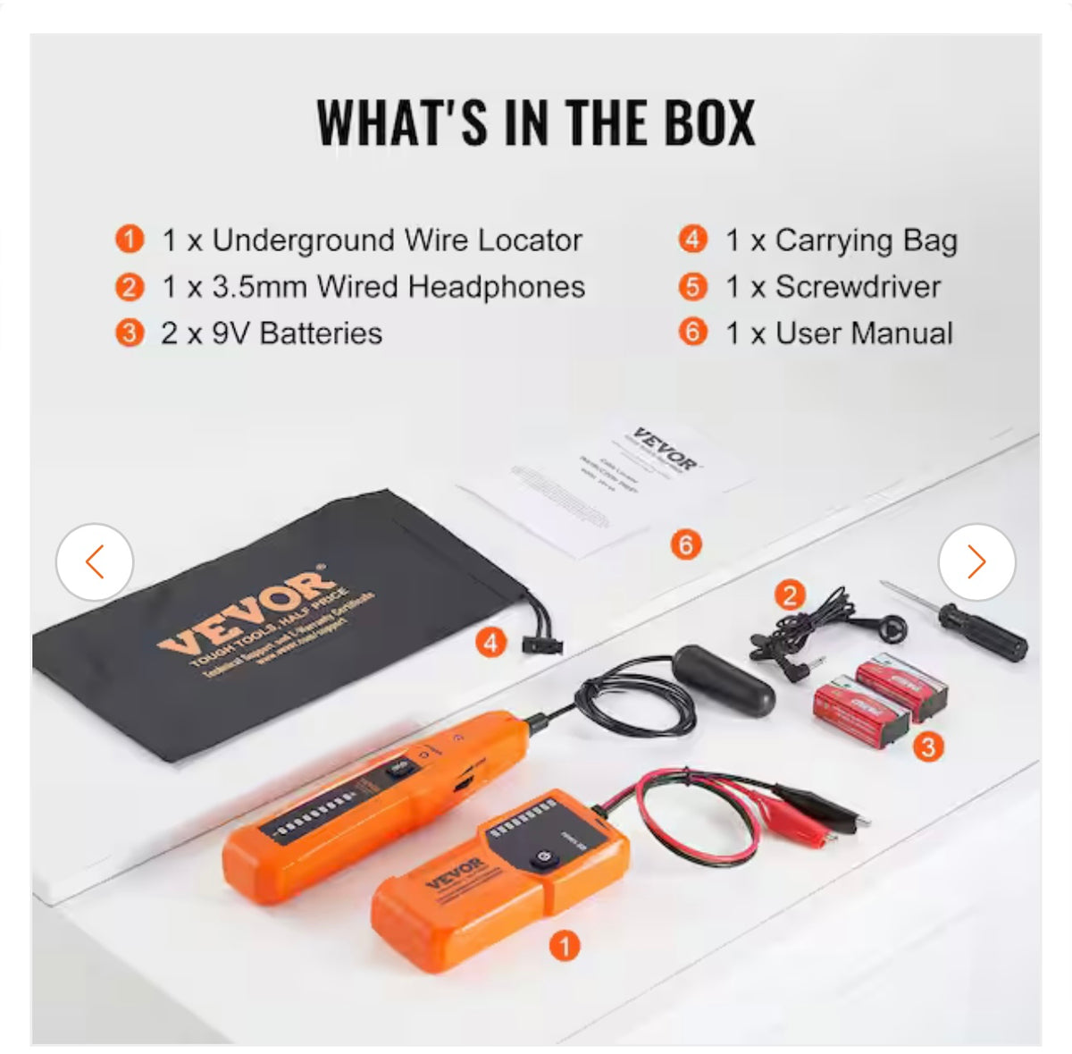 VEVOR underground wire locator what's in the box