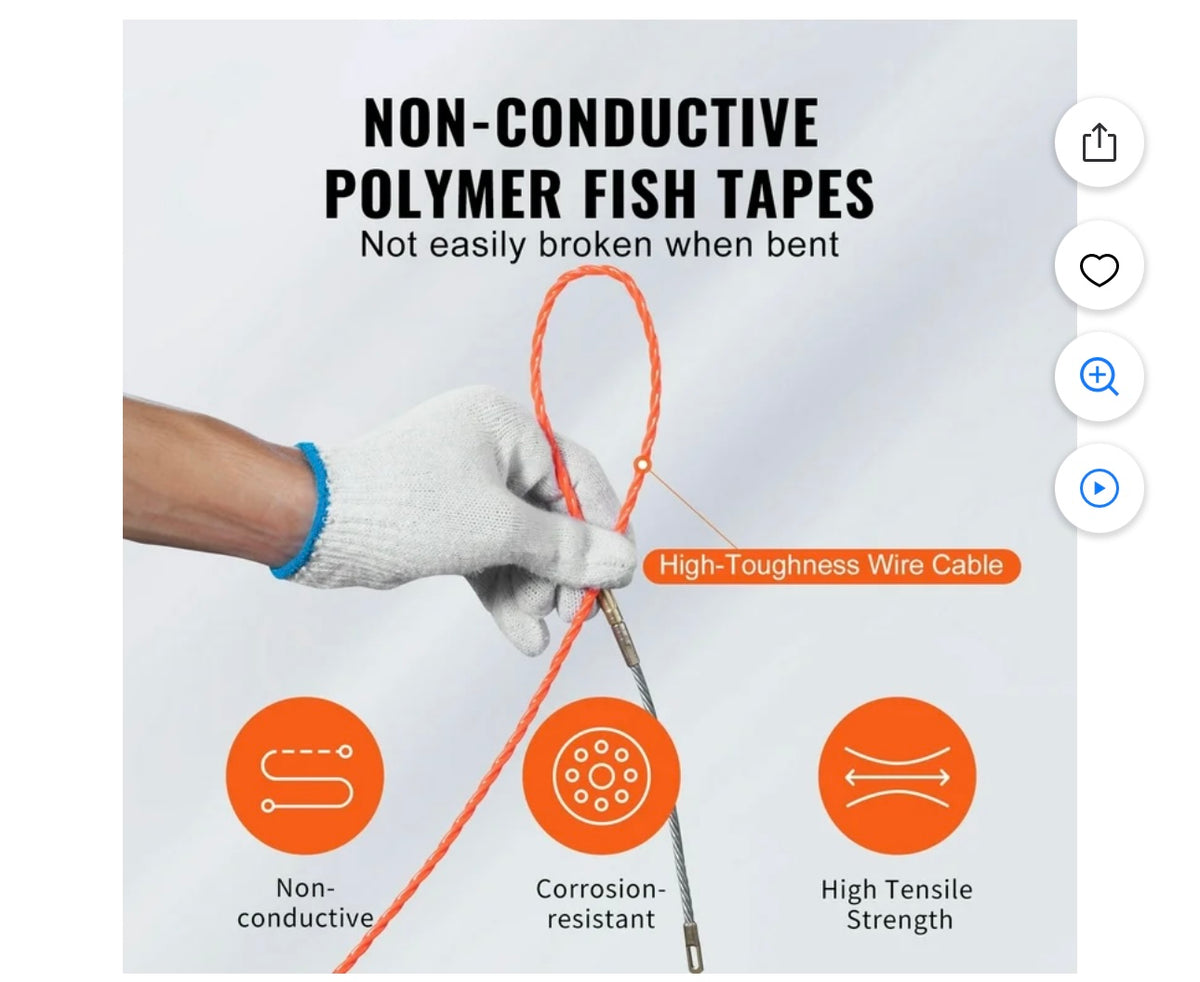 VEVOR non-conductive polymer fish tape