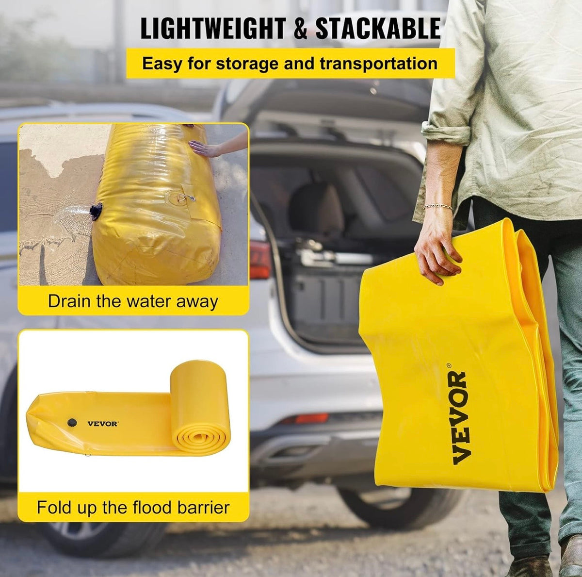 VEVOR flood barrier lightweight foldable storage