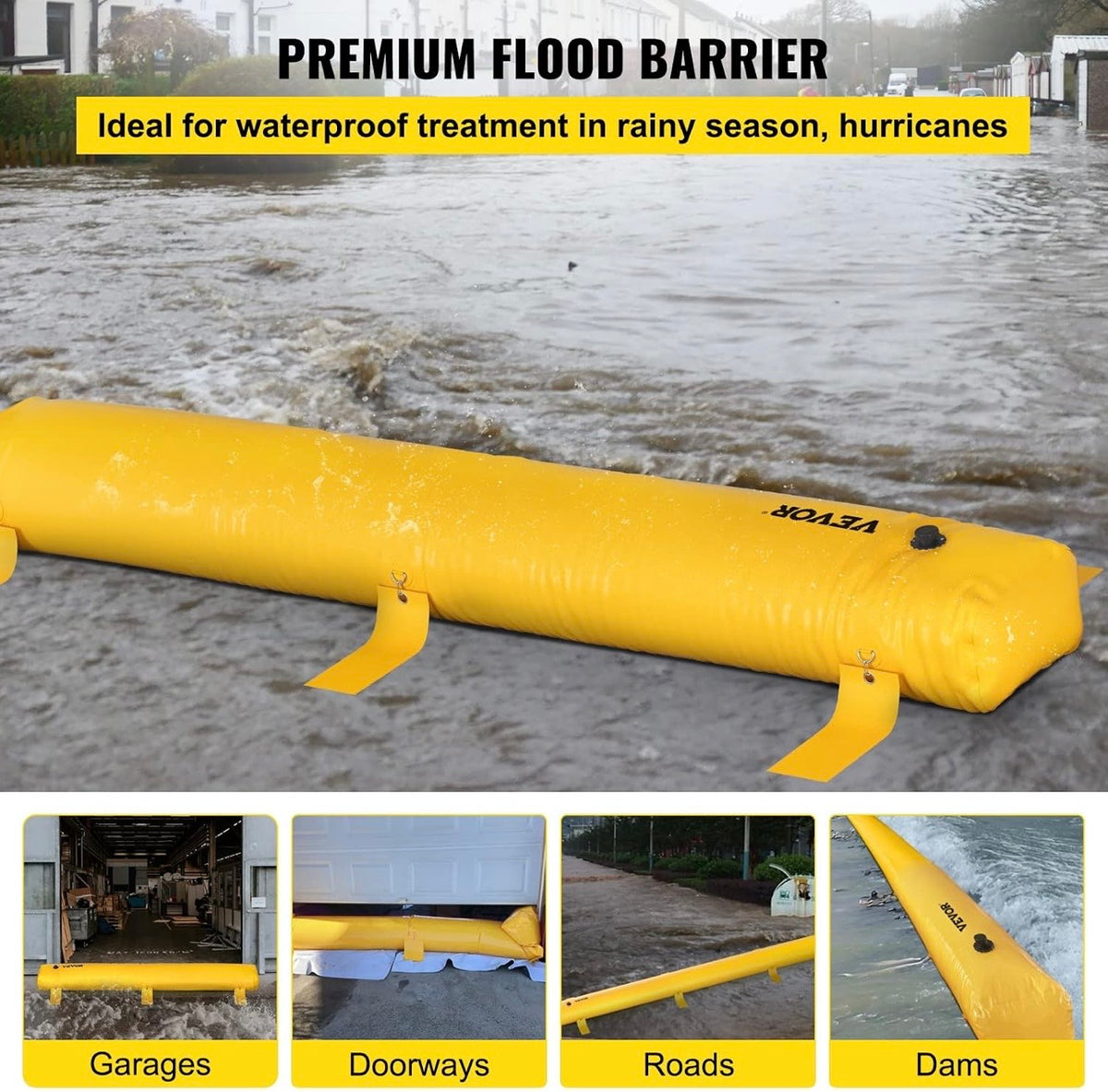 VEVOR premium flood barrier for garages doorways roads and dams
