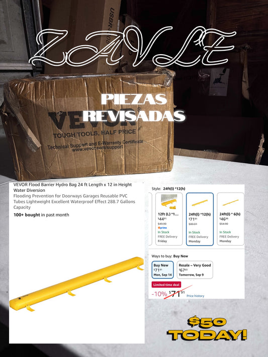 VEVOR Flood Barrier Hydro Bag 24 ft x 12 in - ZAVLE $50