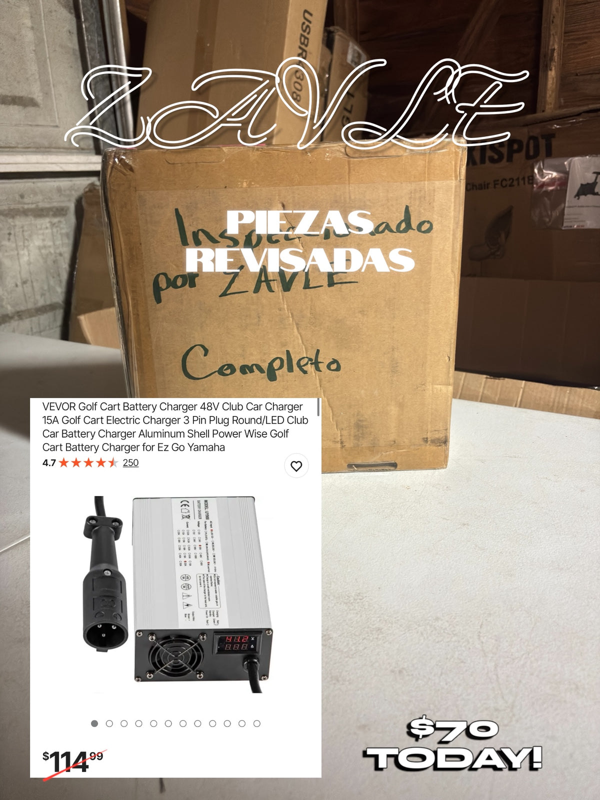 VEVOR Golf Cart Battery Charger 48V 15A - ZAVLE $70