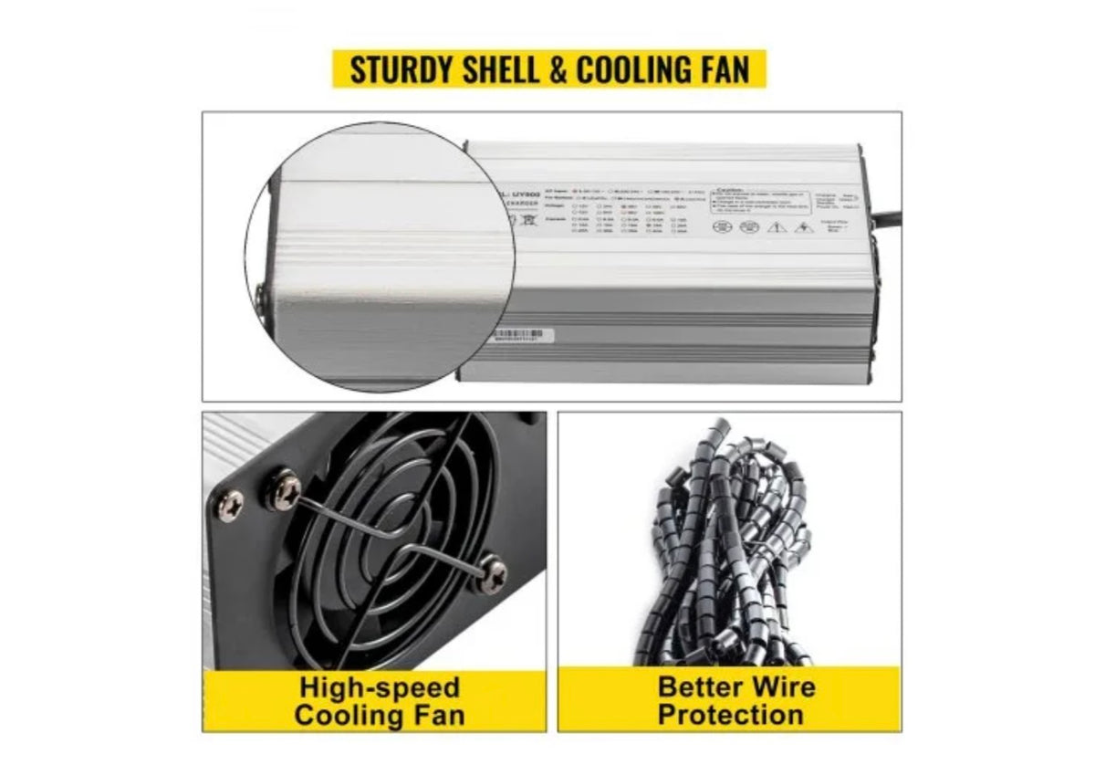 VEVOR golf cart charger aluminum shell and cooling fan