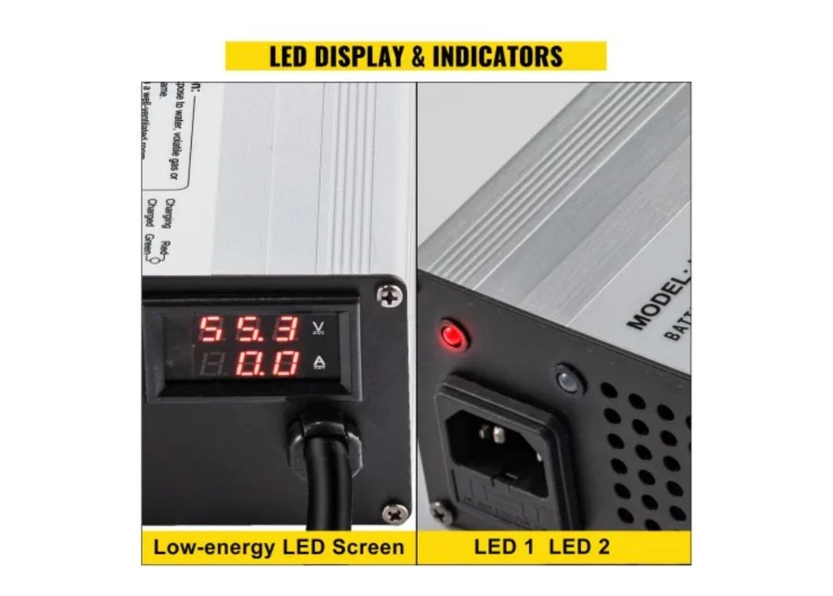VEVOR golf cart charger LED display and indicators