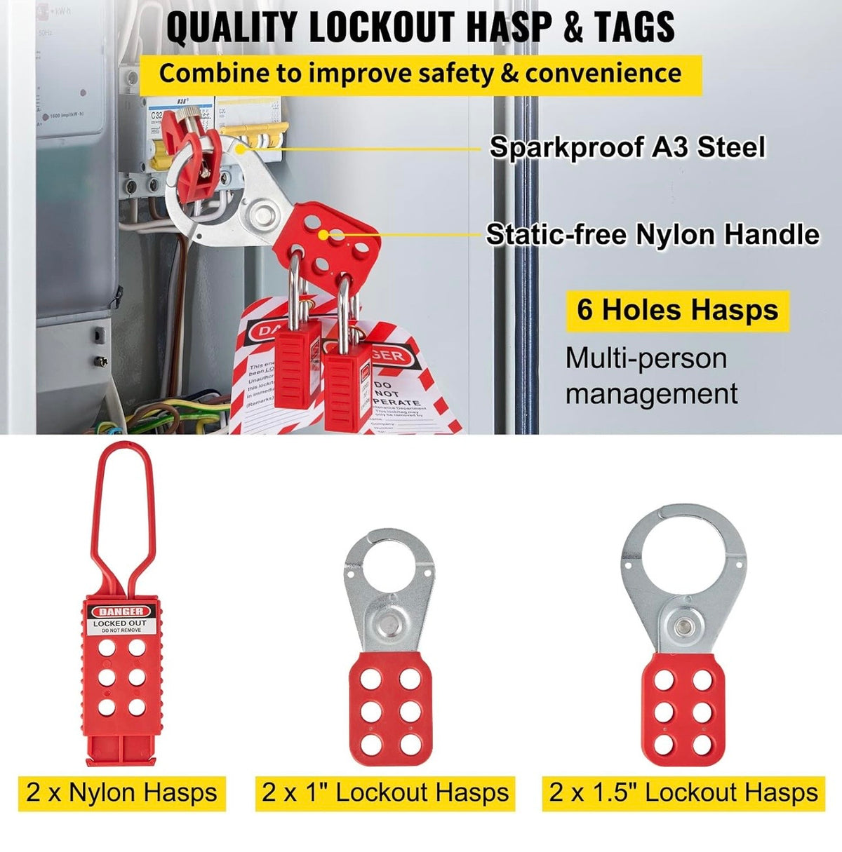 VEVOR lockout hasps and tags