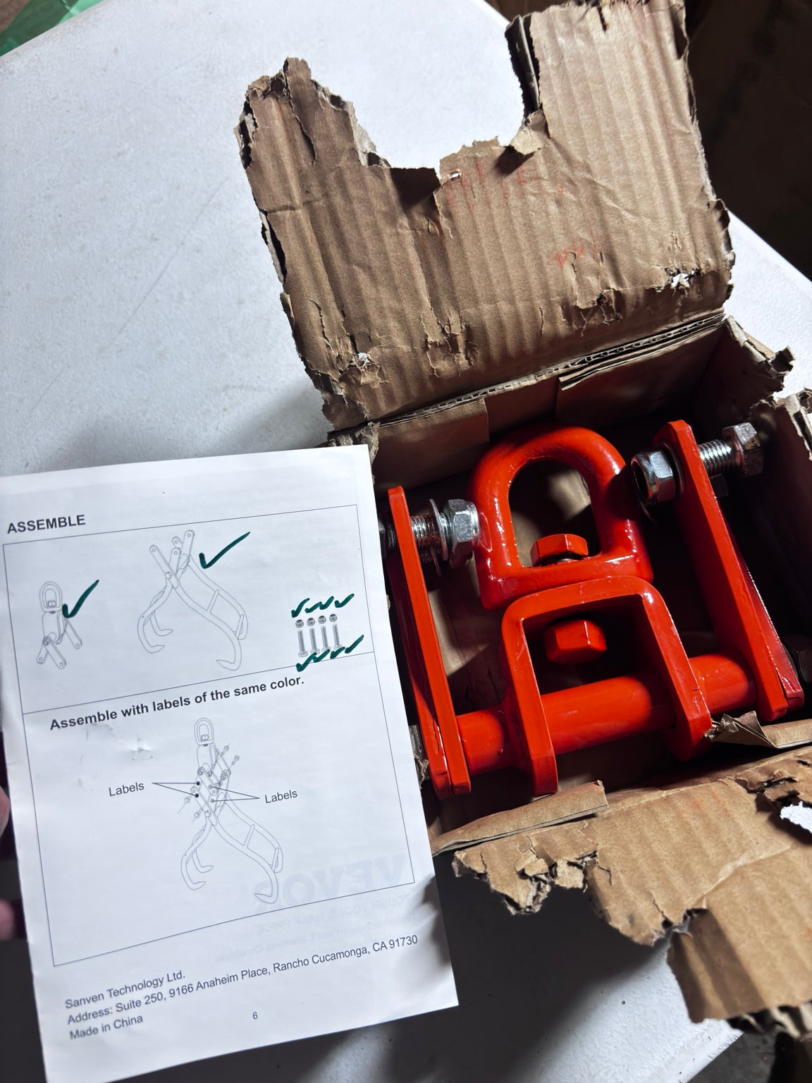 VEVOR Timber Claw Hook hardware and manual