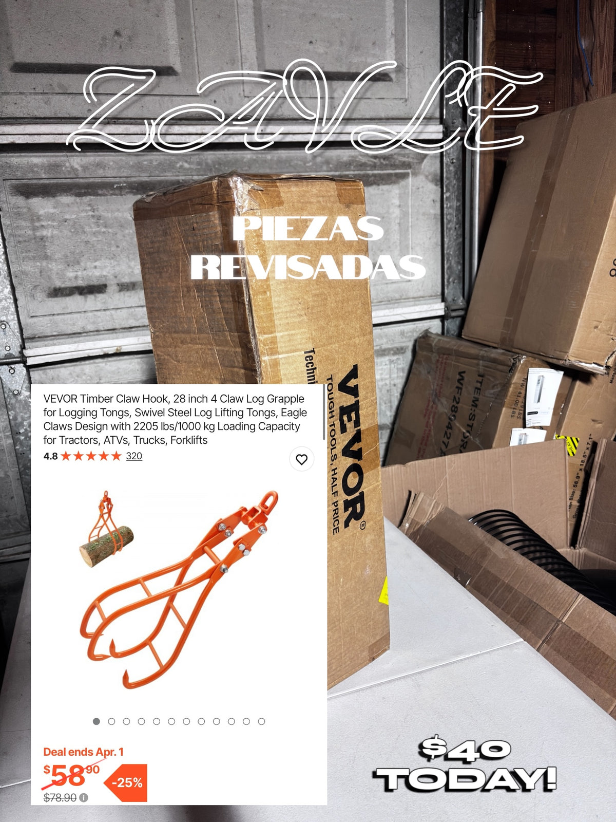 VEVOR Timber Claw Hook 28 inch - ZAVLE $40
