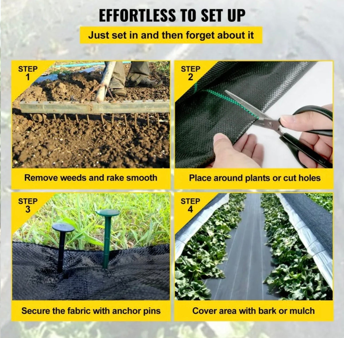 VEVOR weed barrier installation steps