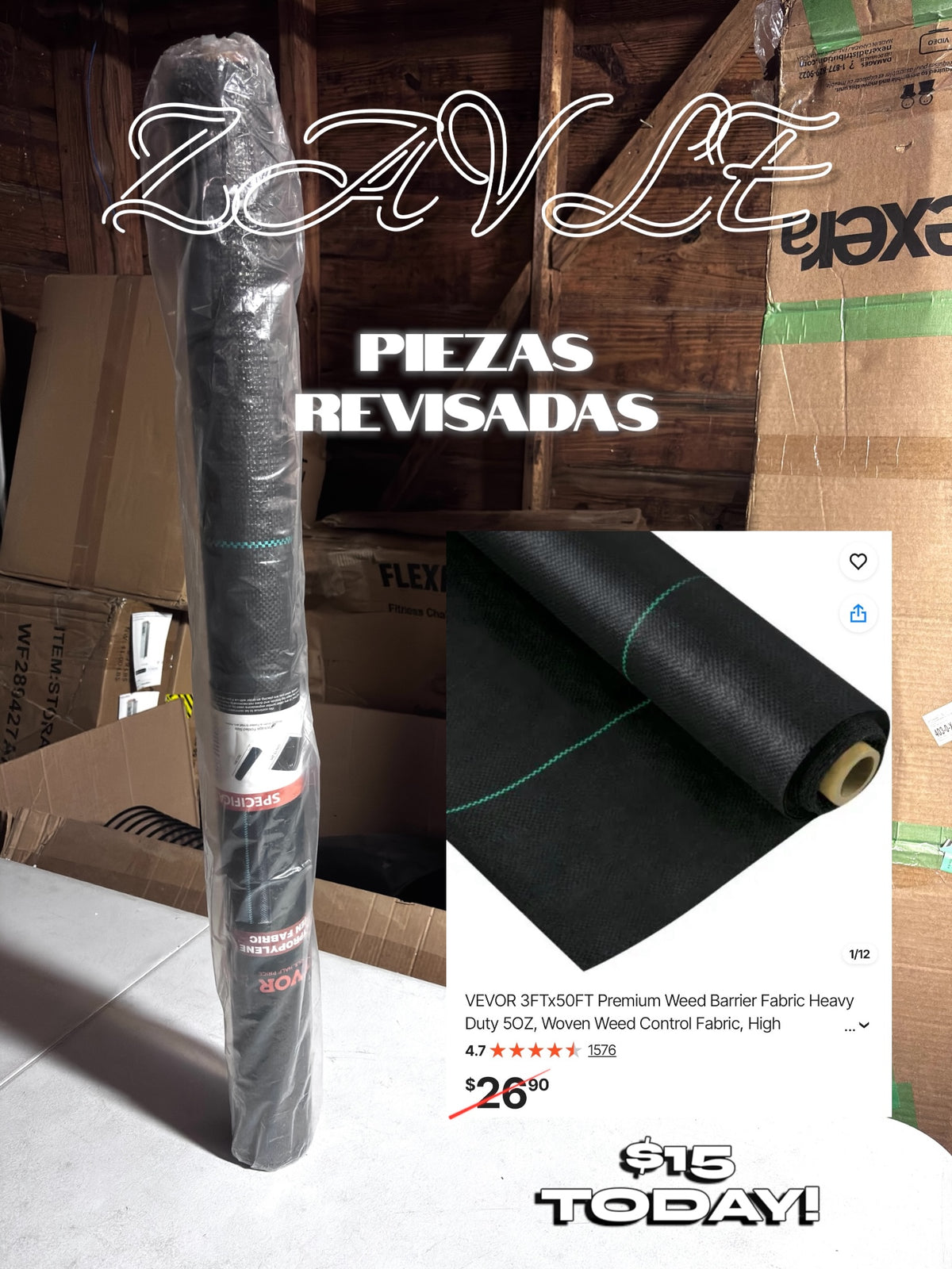 VEVOR 3FTx50FT Premium Weed Barrier Fabric - ZAVLE $15
