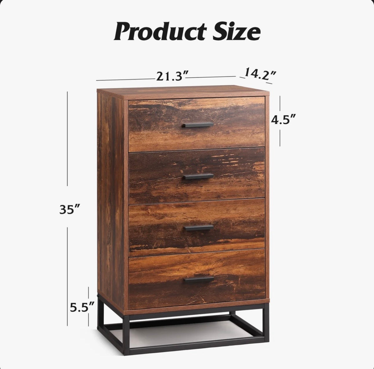 WLIVE 4-drawer dresser dimensions