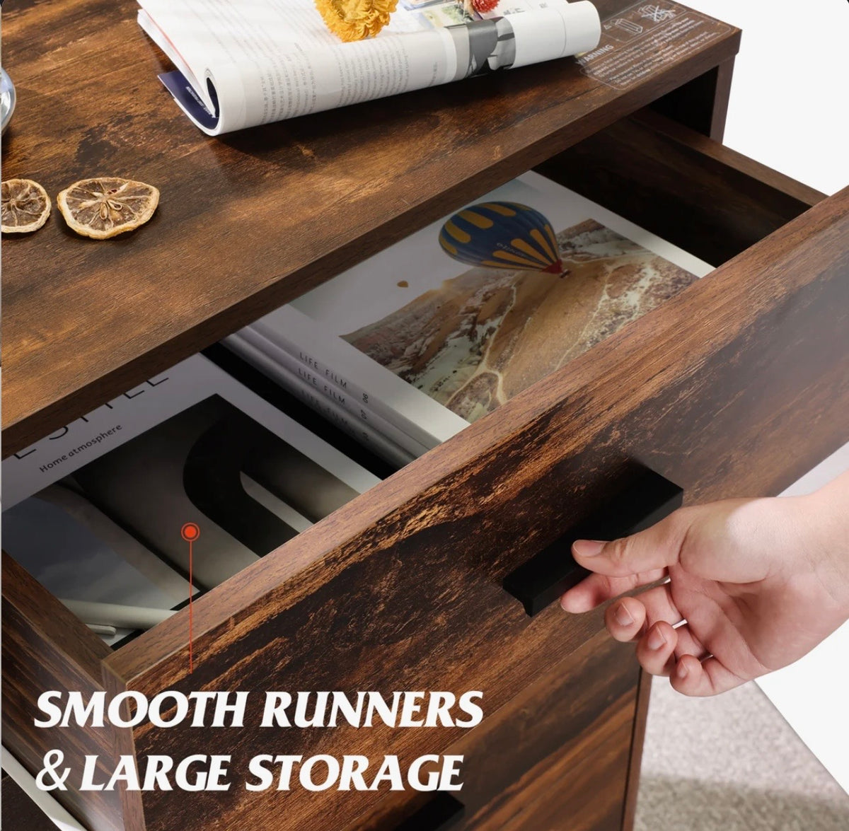 WLIVE dresser smooth drawer runners and storage