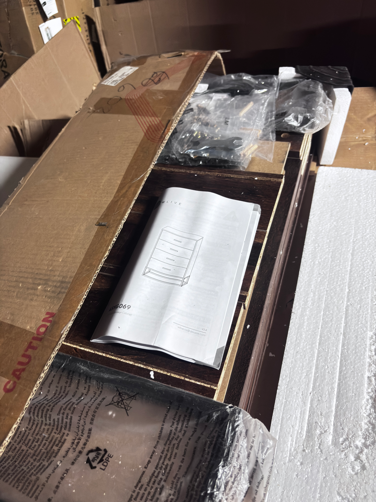 WLIVE dresser open box inspected by ZAVLE