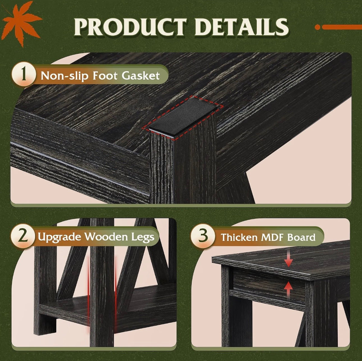 WLIVE farmhouse end table product details