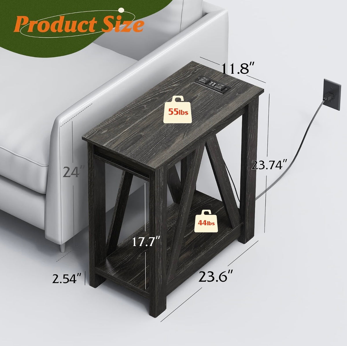 WLIVE end table dimensions