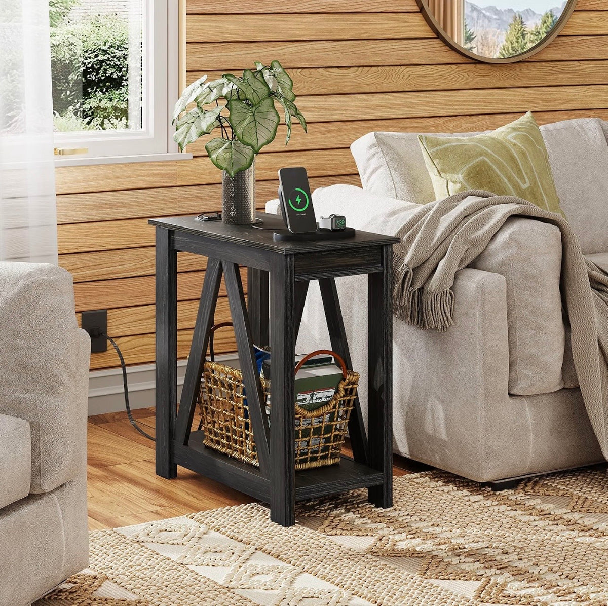 WLIVE farmhouse end table charcoal black