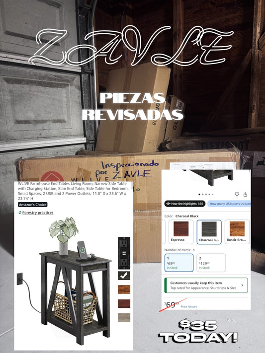 WLIVE Farmhouse End Table Charcoal Black - ZAVLE $35