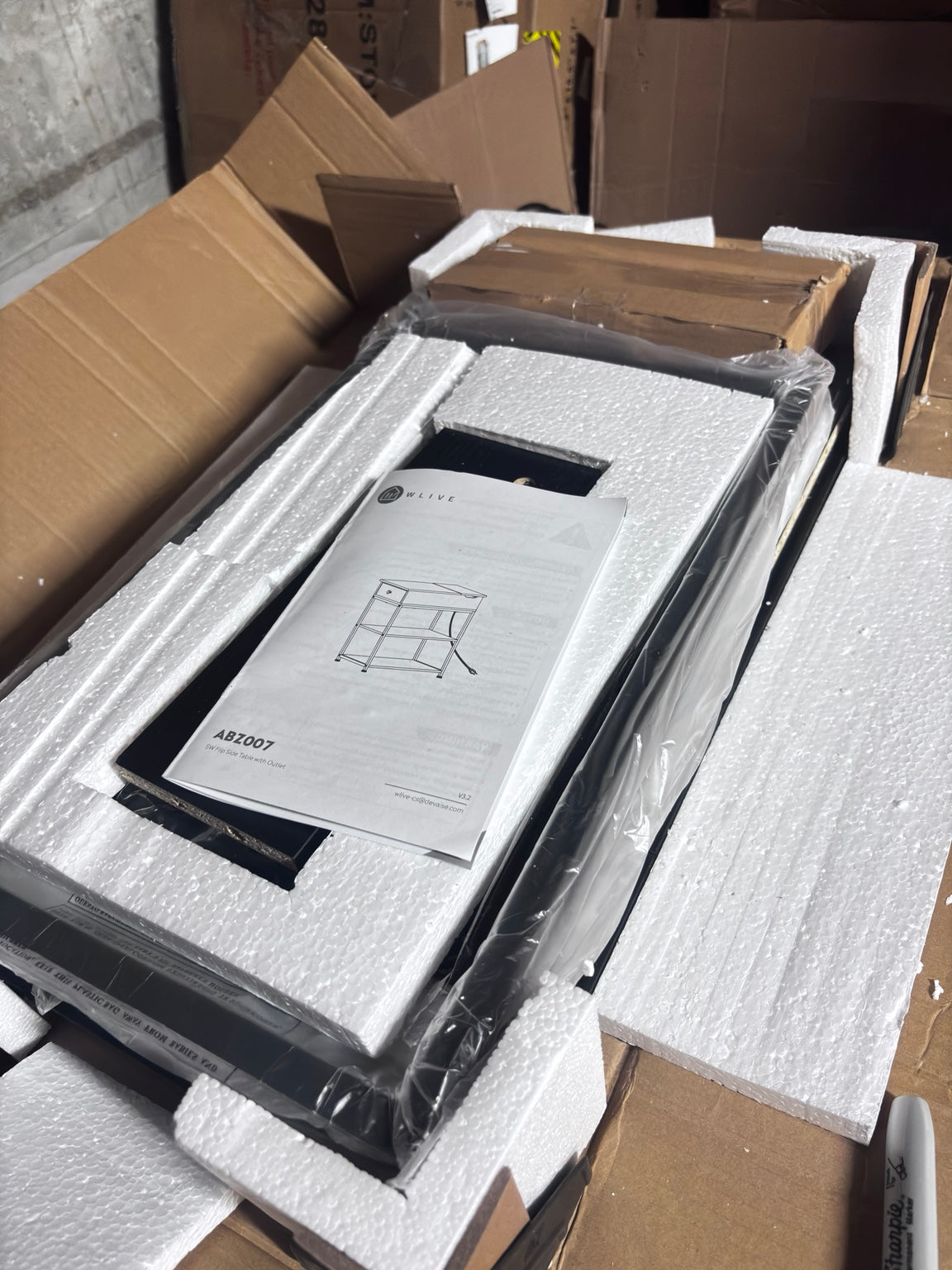 WLIVE ABZ007 side table inspected in box