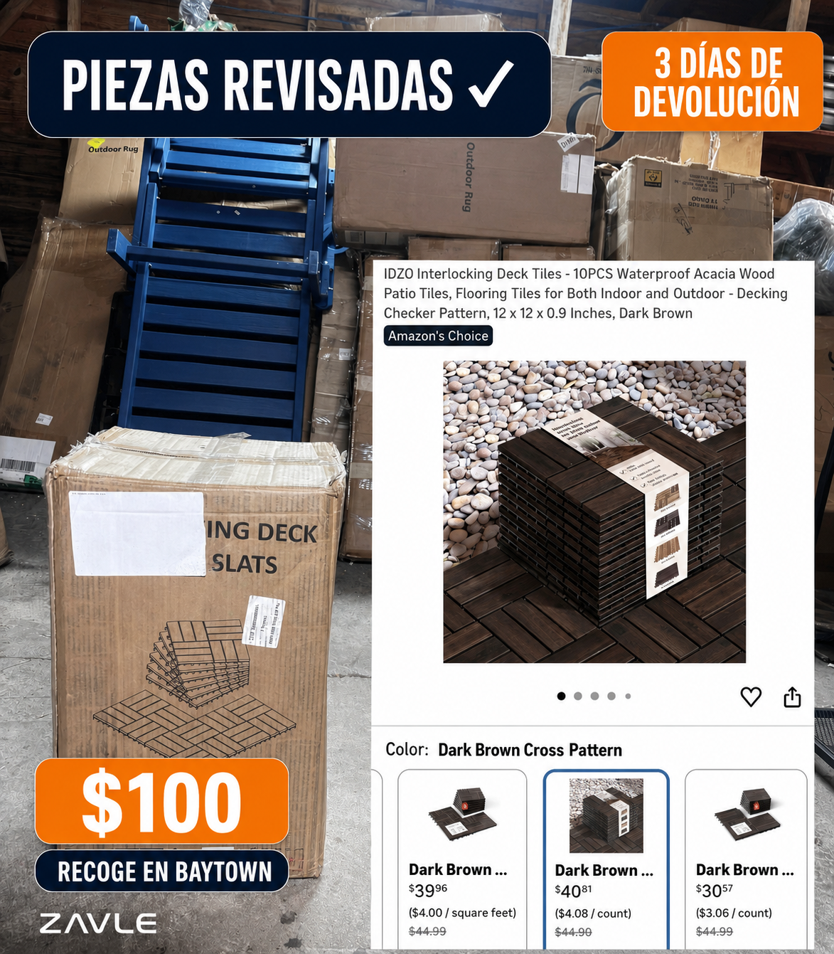 27 piezas de losetas de madera 12x12 - ZAVLE $100