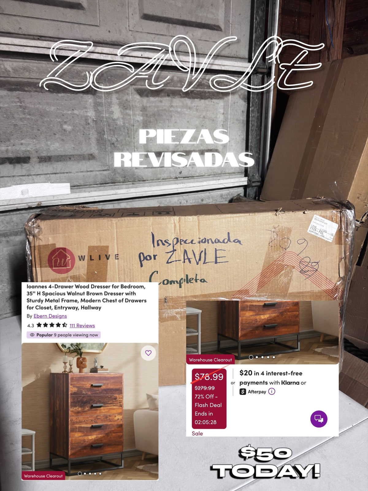 WLIVE 4-drawer dresser inspected by ZAVLE